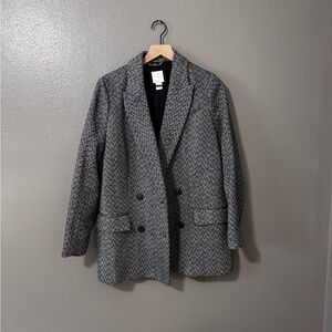 H&M Black and White Patterned Blazer